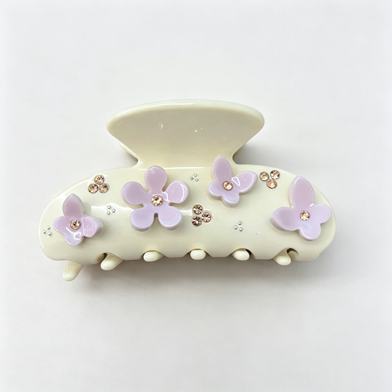 Flower Butterfly Rhinestone Claw Clips