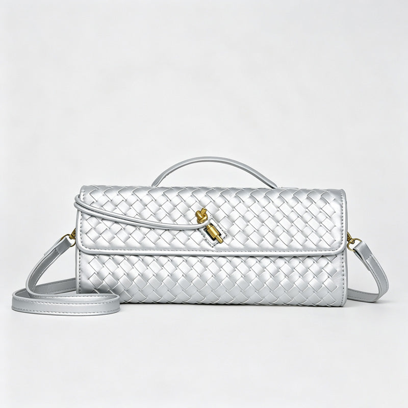 Woven Faux PU Handbag Crossbody Bag