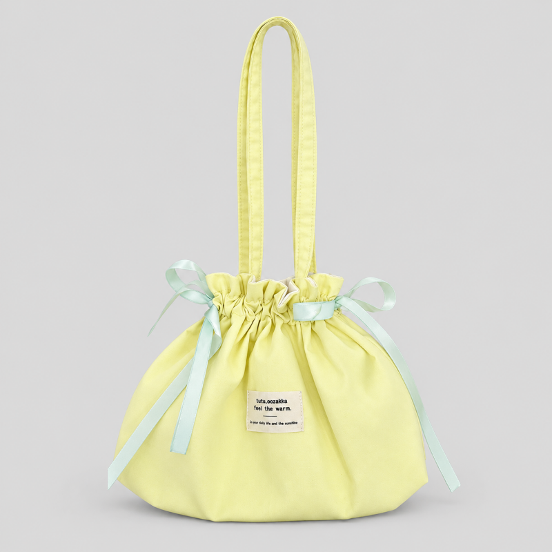 Solid Color Drawstring Handle Bag