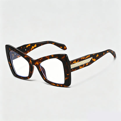 Gold Mesh Decor Cat Eye Oversized Sunglasses