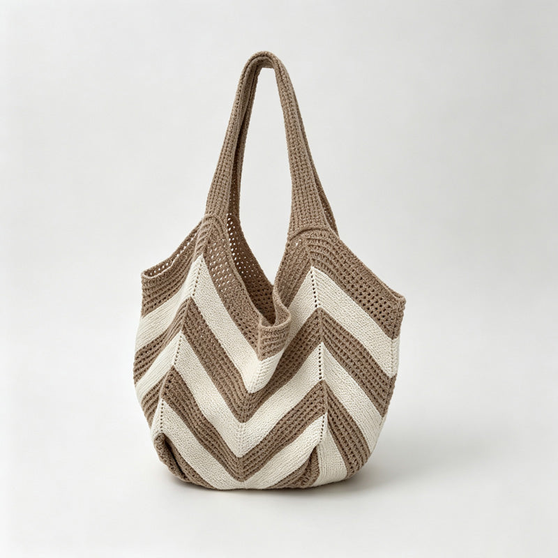 Chevron Stripe Knit Tote Bag