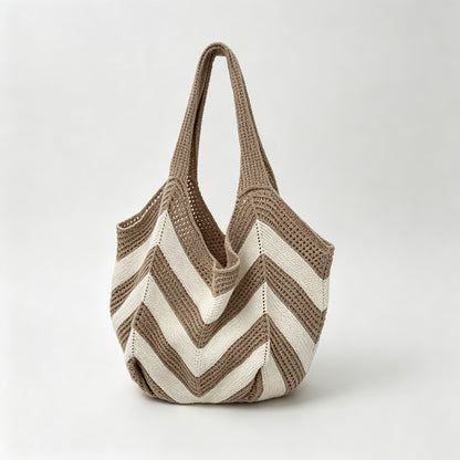 Chevron Stripe Knit Tote Bag