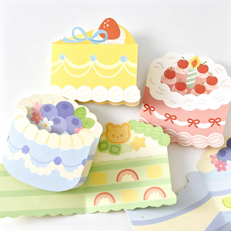 Cake Shaped Folding Greeting Card with Envelope