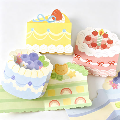 Cake Shaped Folding Greeting Card with Envelope