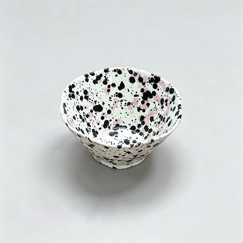 Underglaze Splash Ink Irregular Rim Ceramic Bowl