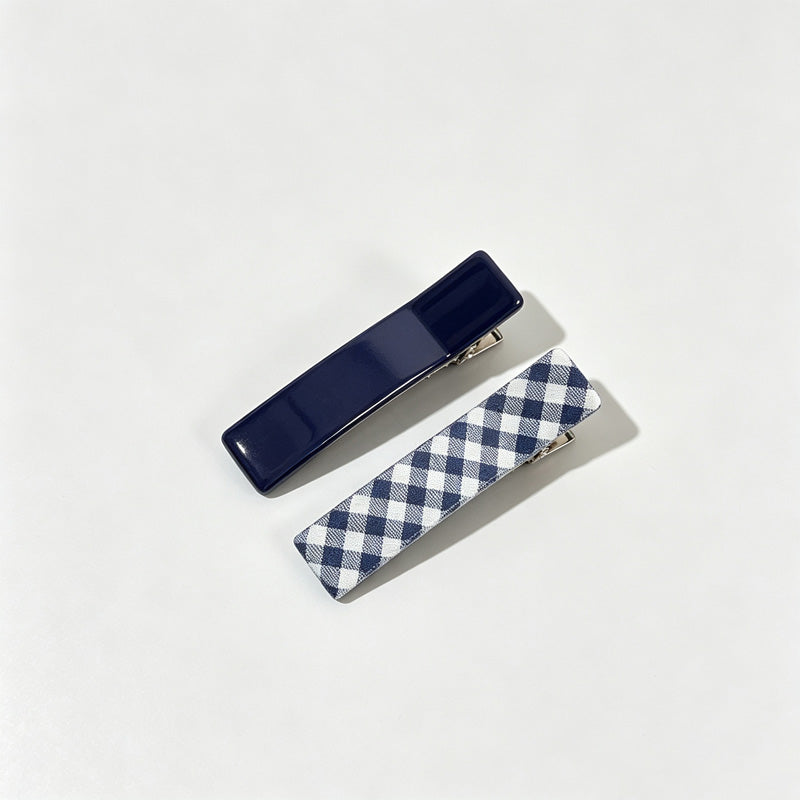 Plaid Alligator Hair Clip 2‑Piece Set