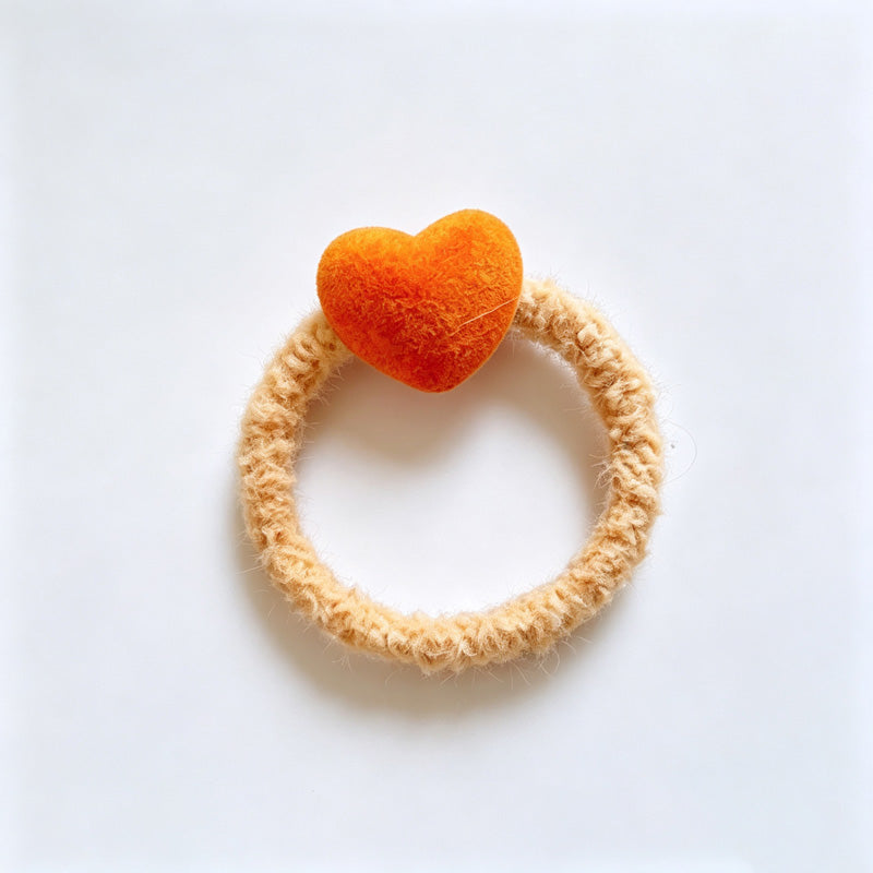 Heart Plush Decor Elastic Hair Tie