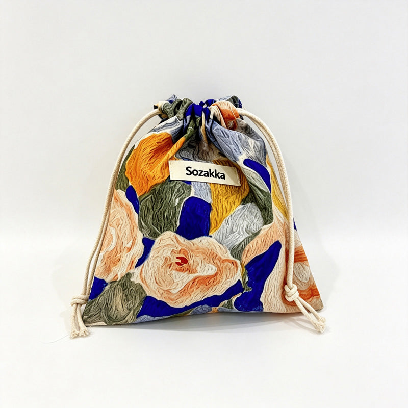 Floral Print Drawstring Pouch