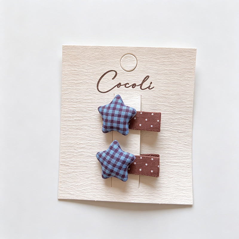 Plaid Star Fabric Hair Clips