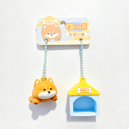 Puppy House Split Pair Keychain Set