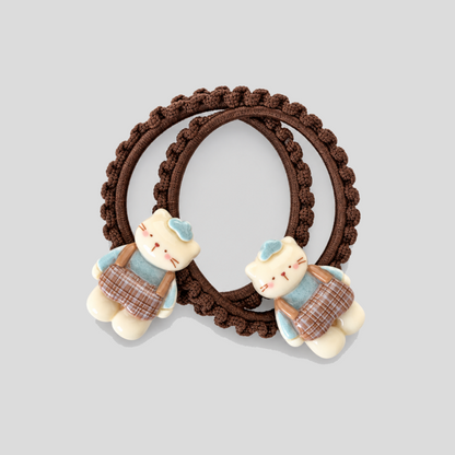 Lace Trim Dog Shape Hair Ties