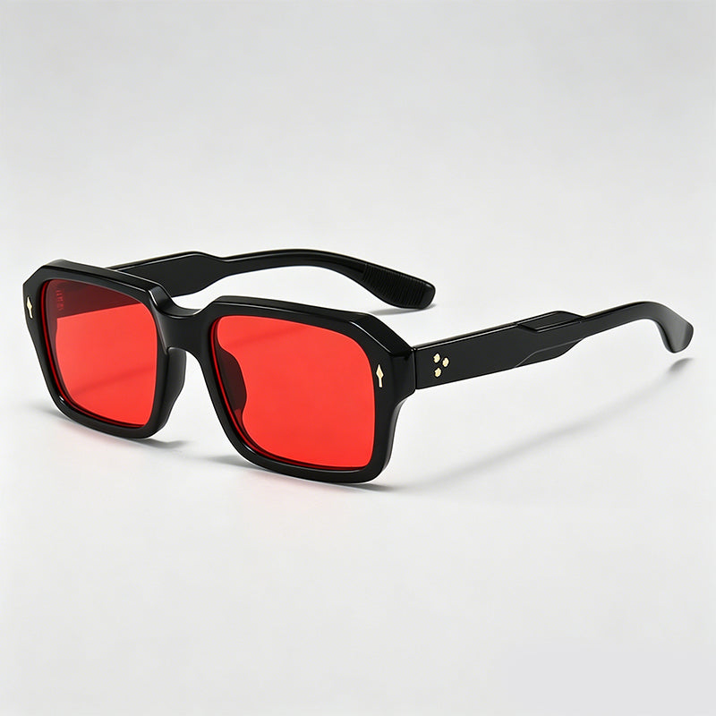 Square Retro Rivet Decor UV Protection Sunglasses