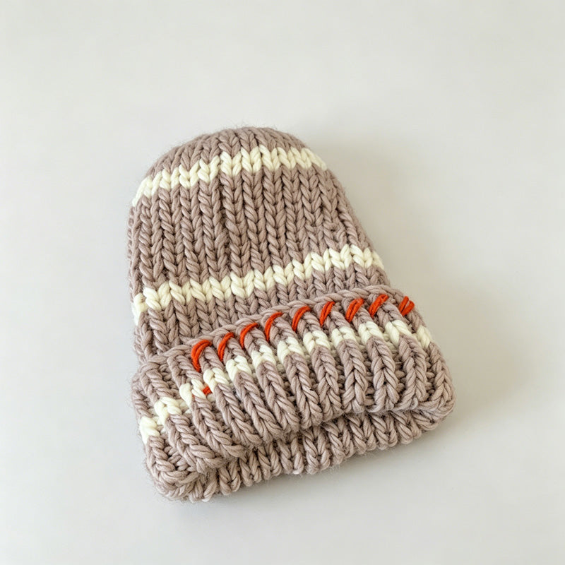 Striped Chunky Knit Beanie