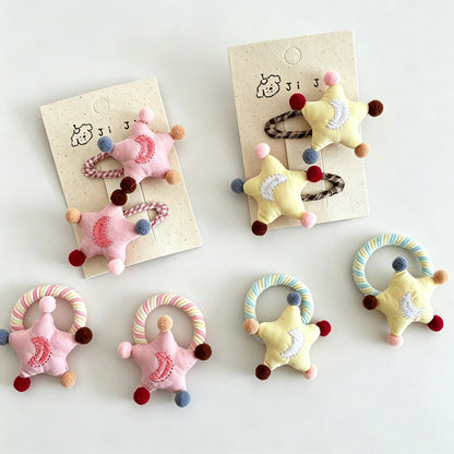 Star Moon Fabric Hair Clips