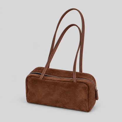 Faux Suede Shoulder Handle Bag