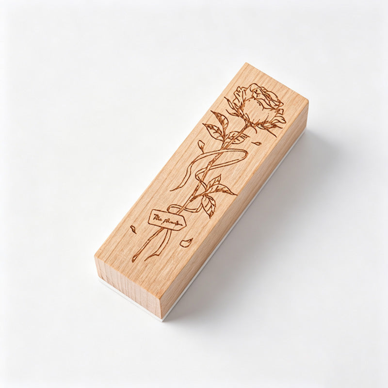 Floral Wooden Rubber Stamp