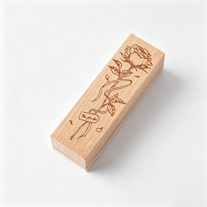 Floral Wooden Rubber Stamp