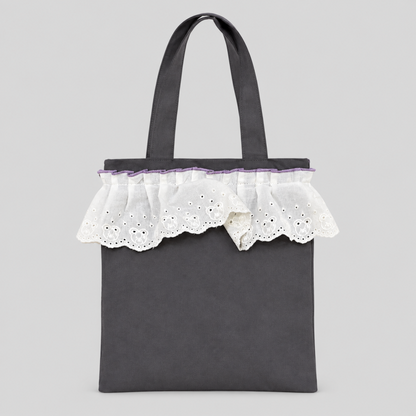 Floral Lace Trim Shoulder Handle Bag