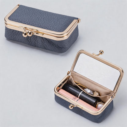 Faux Leather Kiss Lock Wallet