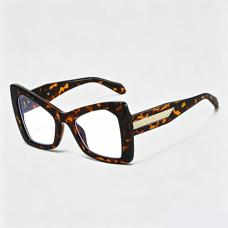Gold Mesh Decor Cat Eye Oversized Sunglasses