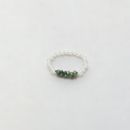 Faux Pearl Crystal Stretch Ring