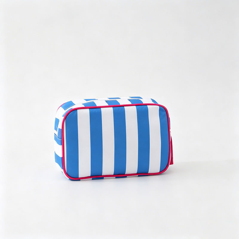 Striped Zipper Travel Cosmetic Pouch
