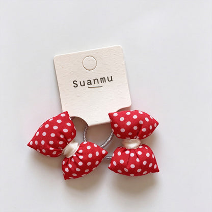 Red Polka Dot Heart Hair Clips