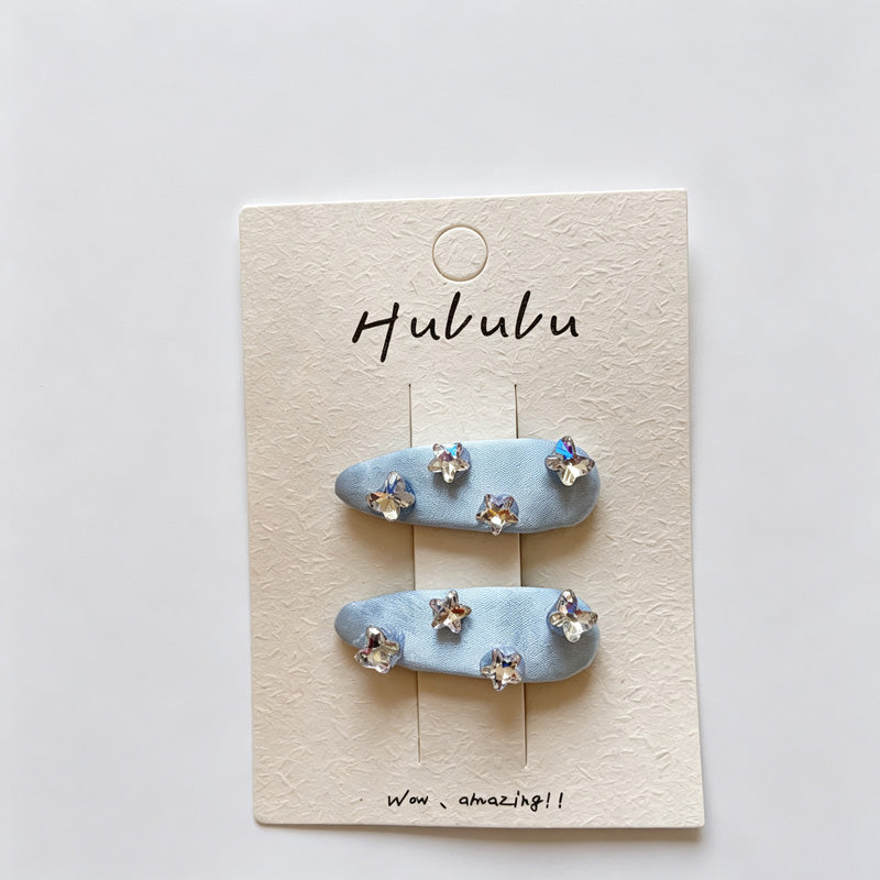 Fabric Rhinestone Star BB Hair Clips