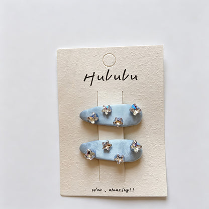Fabric Rhinestone Star BB Hair Clips