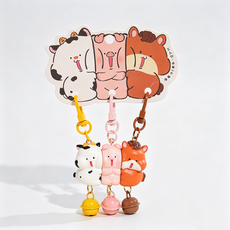 Magnetic 3‑Piece Resin Animal Keychain Set