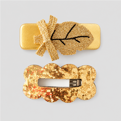 Gold Motif Hair Clip Set