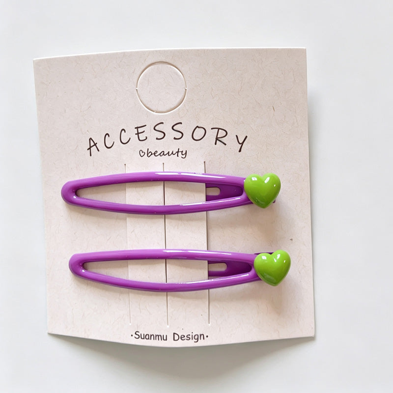 Bright Color Heart BB Snap Hair Clips
