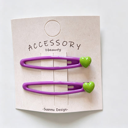 Bright Color Heart BB Snap Hair Clips