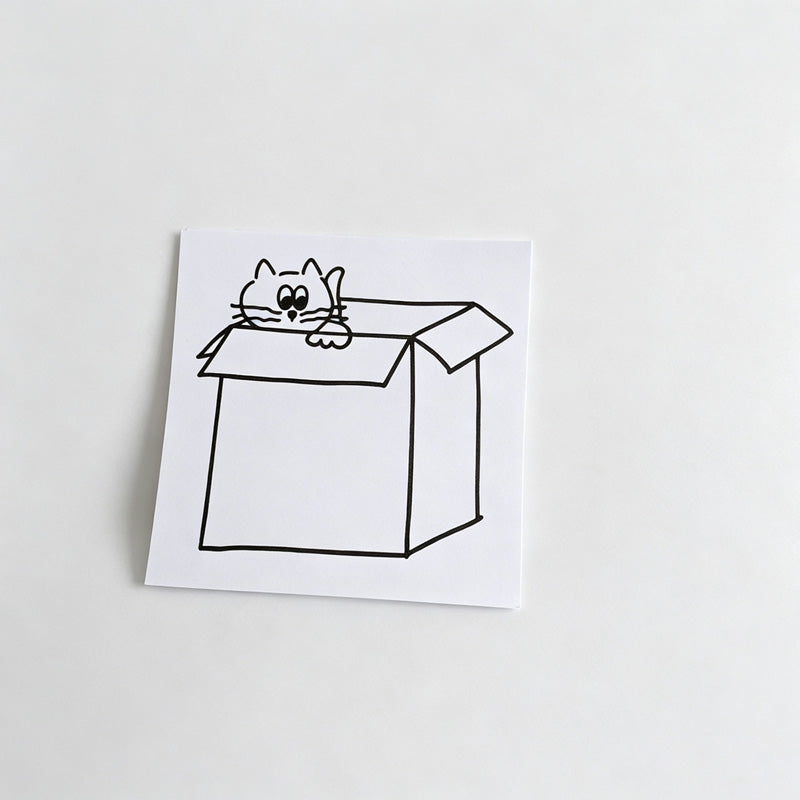 Line‑Art Cat Frame Non‑Sticky Notes