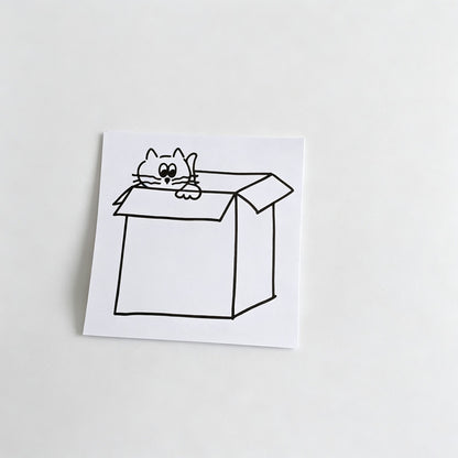 Line‑Art Cat Frame Non‑Sticky Notes
