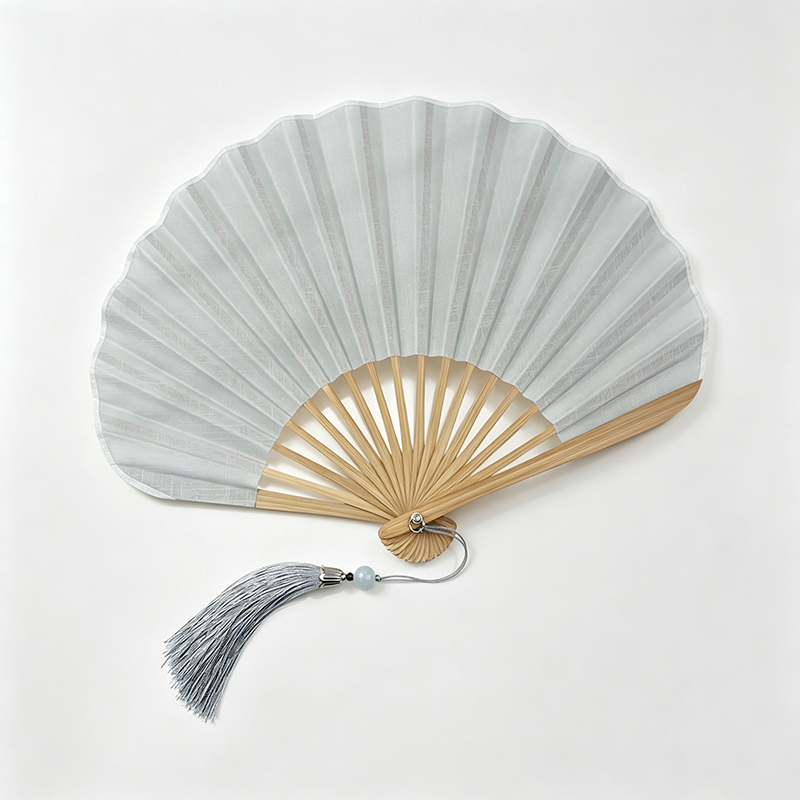 Linen Cotton Shell Shape Folding Fan