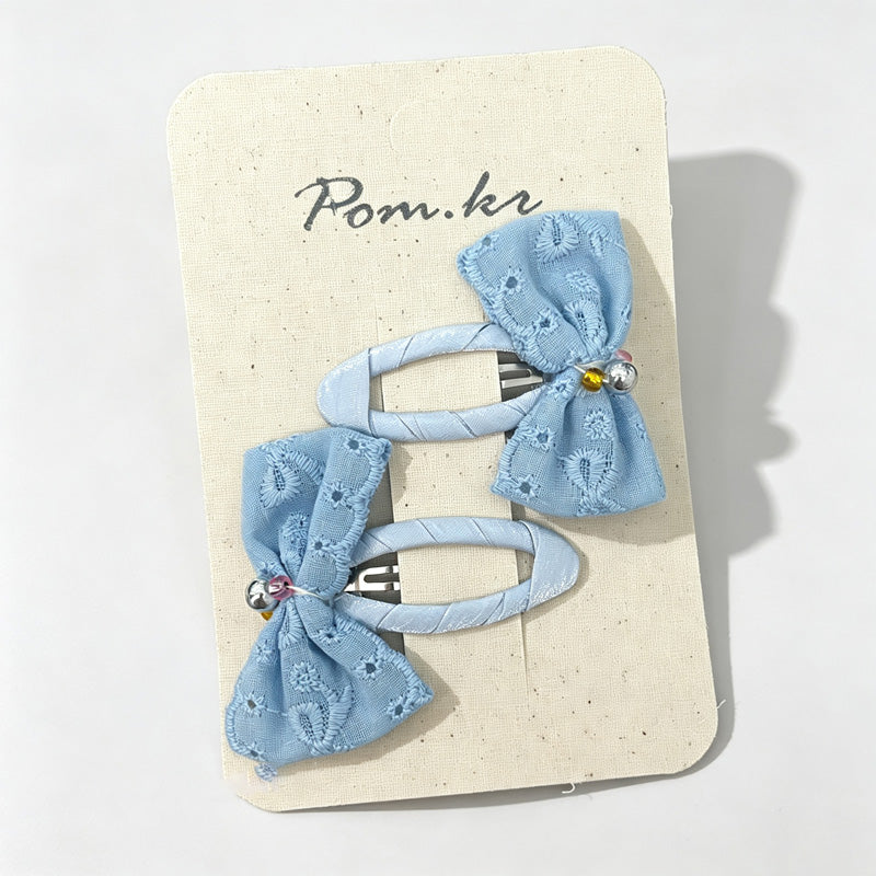 Grid Bow Hair Clips