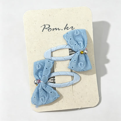 Grid Bow Hair Clips