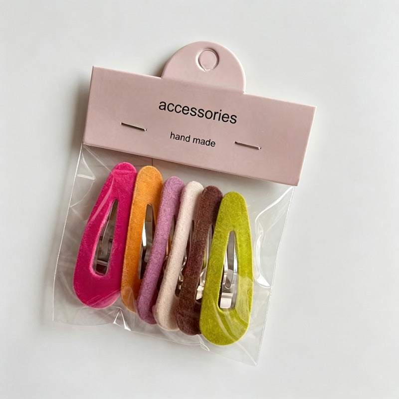 6PCS Kids Fabric BB Hair Clips Set