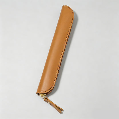 Solid Color Leather Pencil Case