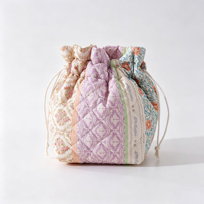 Floral Print Drawstring Storage Pouch