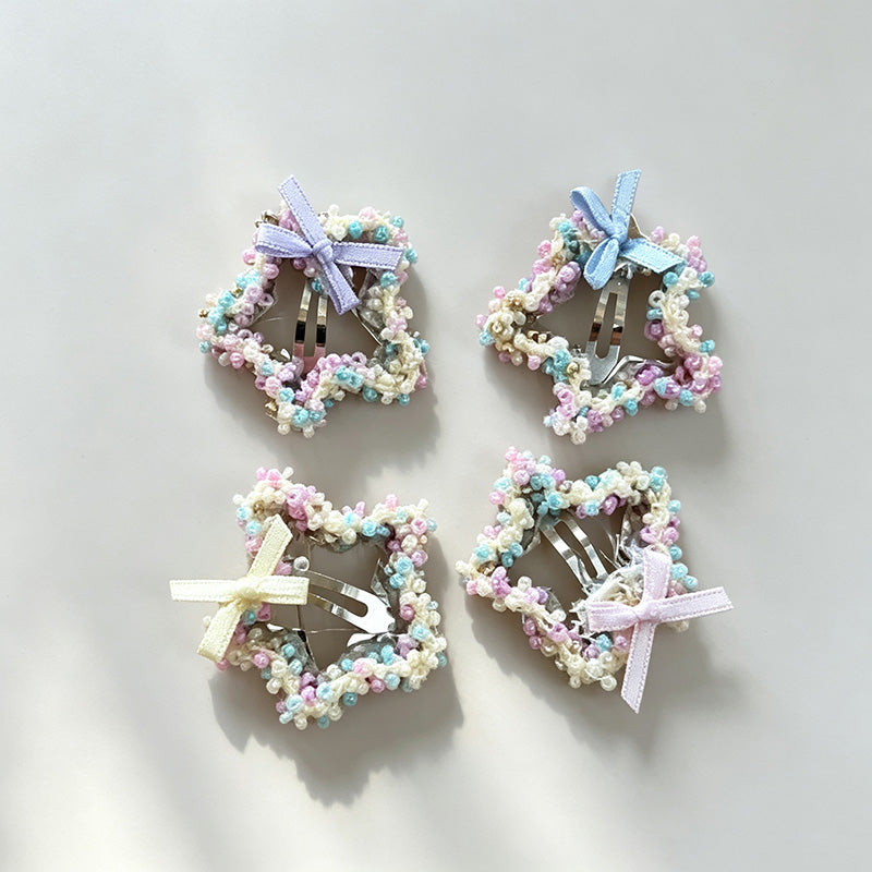 Star Beaded Colorful Hair Clips Set