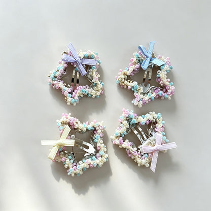 Star Beaded Colorful Hair Clips Set