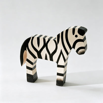 Wooden Zebra Figurines Set
