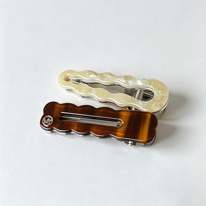 Wavy Edge Alligator Hair Clip 2‑Piece Set