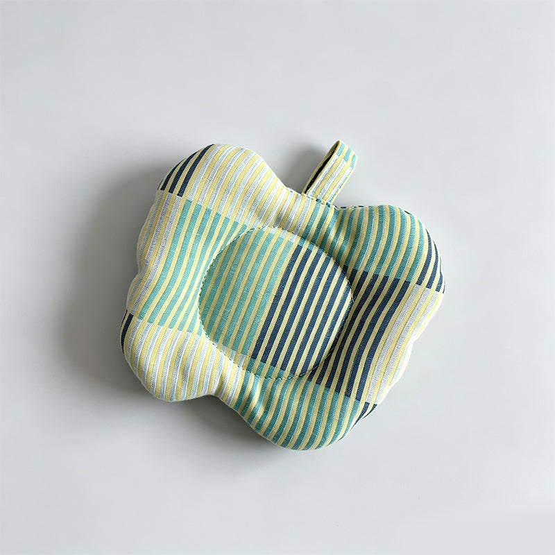 Apple Shaped Color Block Plaid Padded Fabric Coaster