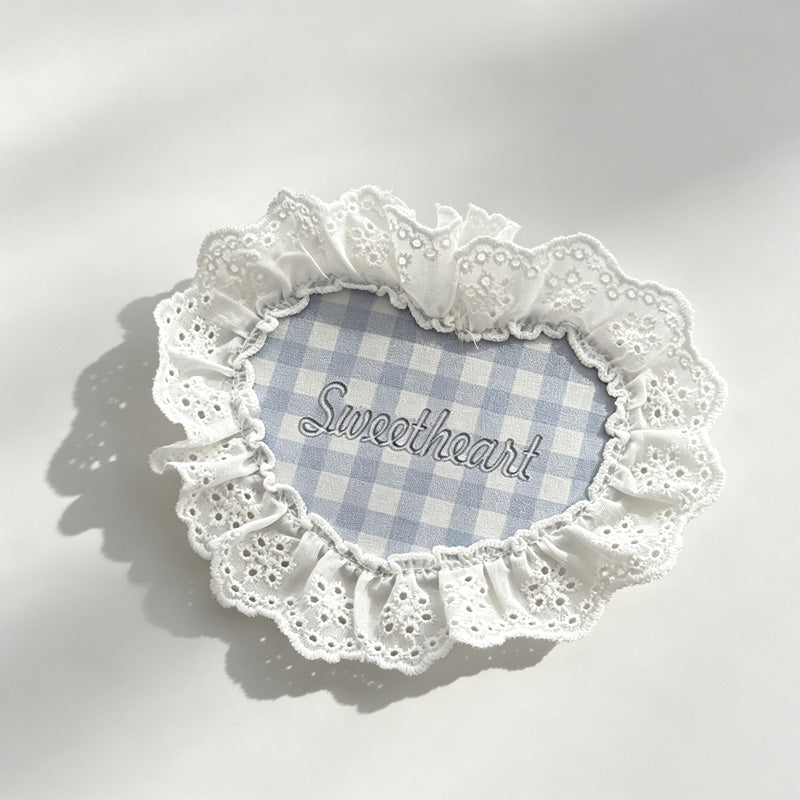 Heart Lace Coaster Gingham Cup Mat