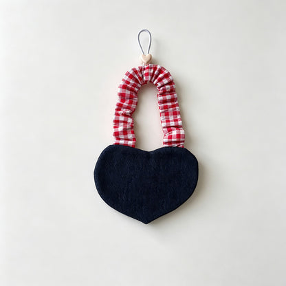 Heart Shape Plaid Hanging Hand Towel