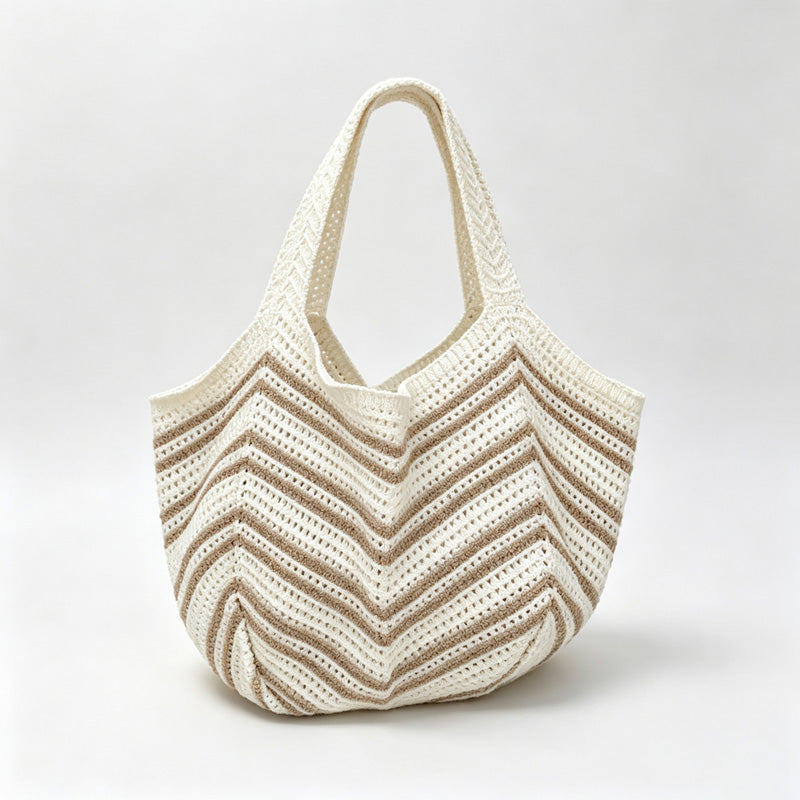 Zigzag Stripe Knit Tote Bag