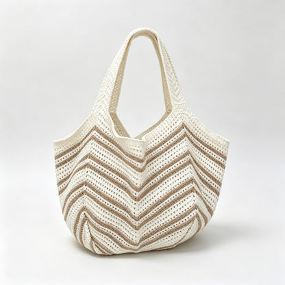 Zigzag Stripe Knit Tote Bag